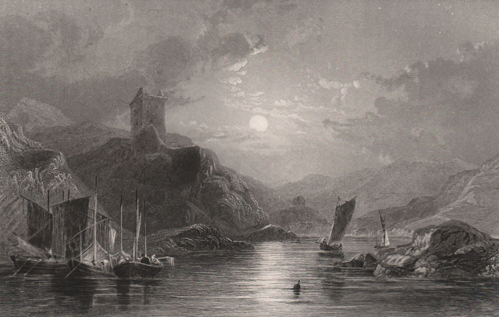 Tarbet, from Loch Fyne, looking west. Argyllshire. Scotland. ALLOM c1840 print